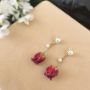 Picture of Pearl Rose Dangling Earrings