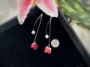 Picture of Handmade Long Real Rose Dangle Earrings with Pearls 