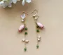 Picture of Handmade Real Bellflower Earrings with Glass Beads and Pearl