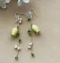 Picture of Handmade Real Bellflower Earrings with Glass Beads and Pearl