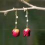 Picture of Pearl and Real Rose Flower Earrings