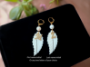 Picture of Personalized Initial Name Mother of Pearl Leaf Earrings