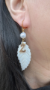 Picture of Personalized Initial Name Mother of Pearl Leaf Earrings