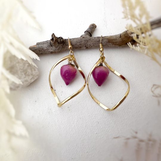 Picture of Real Rose Leaf Shape Earrings