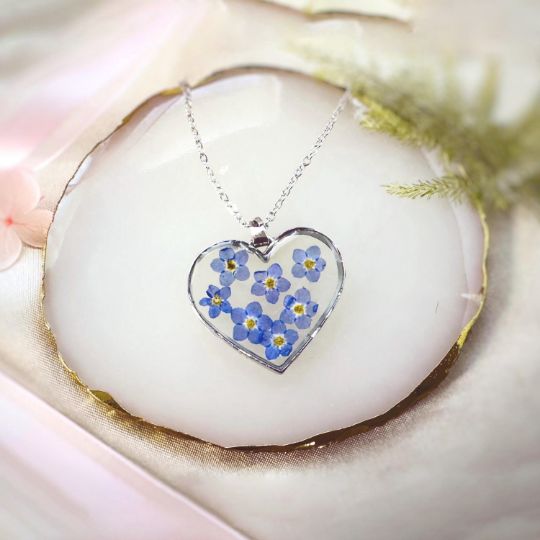 Picture of Heart Forget Me Not Necklace