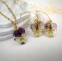 Picture of Real Pansy Flower Necklace and Earrings Set