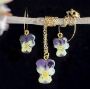 Picture of Real Pansy Flower Necklace and Earrings Set