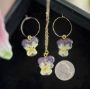 Picture of Real Pansy Flower Necklace and Earrings Set