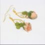 Picture of Real Hydrangea and Rose Earrings with Freshwater Pearls 