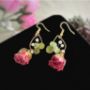 Picture of Real Hydrangea and Rose Earrings with Freshwater Pearls 