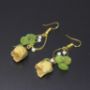 Picture of Real Hydrangea and Rose Earrings with Freshwater Pearls 