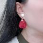 Picture of Real Rose Petal with Mother of Pearl Rose Earrings