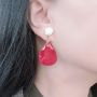 Picture of Real Rose Petal with Mother of Pearl Rose Earrings