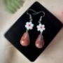 Picture of Mother of Pearl Daisy Flower and Natural Stone Earrings