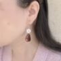 Picture of Mother of Pearl Daisy Flower and Natural Stone Earrings