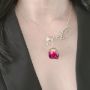 Picture of Personalized Rose Initial Necklace and Mother of Pearl Heart Charm