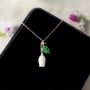 Picture of Real Bellflower Necklace with Green Leaf Charm