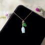 Picture of Real Bellflower Necklace with Green Leaf Charm