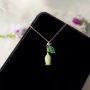 Picture of Real Bellflower Necklace with Green Leaf Charm