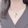 Picture of Real Bellflower Necklace with Green Leaf Charm