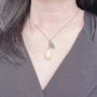 Picture of Real Bellflower Necklace with Green Leaf Charm