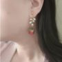 Picture of Freshwater Pearl and Red Rose Earrings