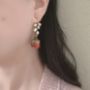 Picture of Freshwater Pearl and Red Rose Earrings