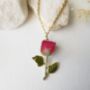 Picture of Real Rose with Brass Leaf Branch Necklace