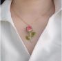 Picture of Real Rose with Brass Leaf Branch Necklace