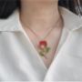 Picture of Real Rose with Brass Leaf Branch Necklace