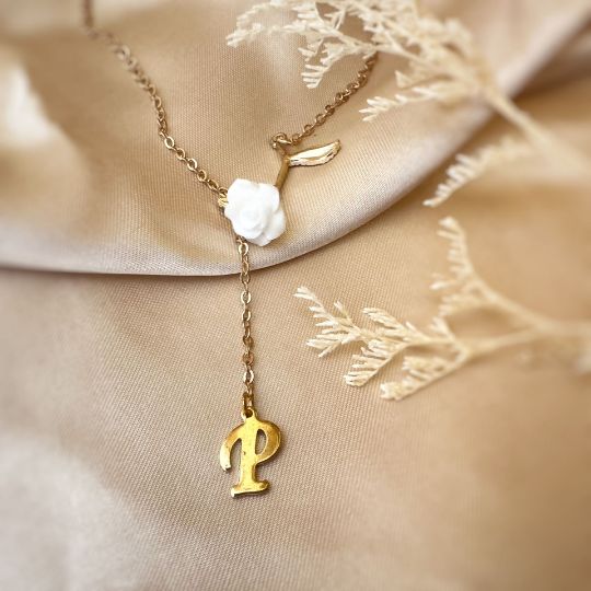 Picture of Personalized Initial Name Rose Necklace