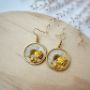 Picture of Handmade Real Daisy and Brass Rose Earrings