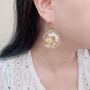 Picture of Handmade Real Daisy and Brass Rose Earrings