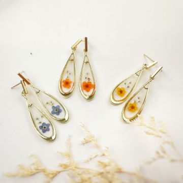 Picture of Dainty Queen Anne's Lace & Forget Me Not Earrings