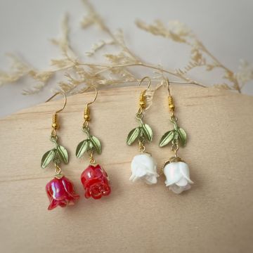 Picture of Cute Rose Leaf Drop Earrings 